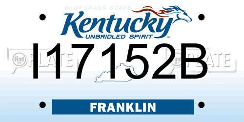 I17152B Kentucky License Plate
