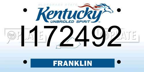 I172492 Kentucky License Plate