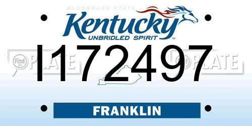 I172497 Kentucky License Plate