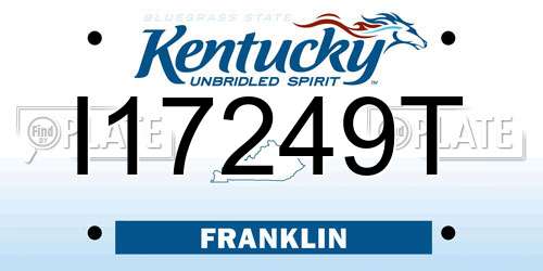 I17249T Kentucky License Plate