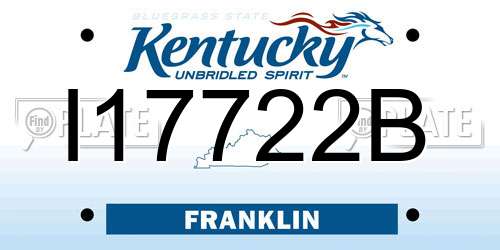 I17722B Kentucky License Plate