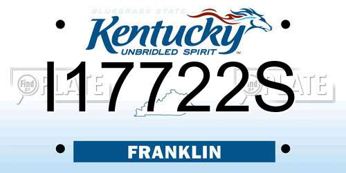 I17722S Kentucky License Plate