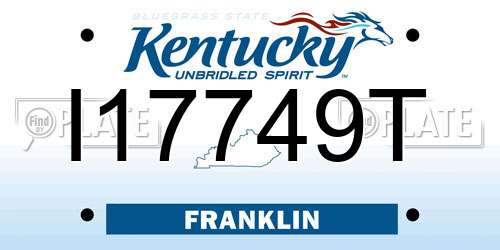 I17749T Kentucky License Plate