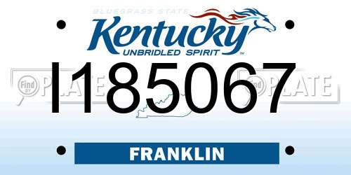 I185067 Kentucky License Plate
