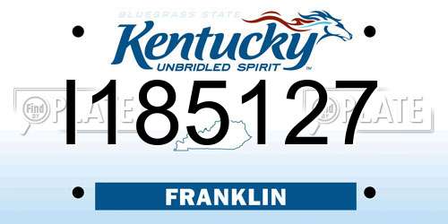 I185127 Kentucky License Plate