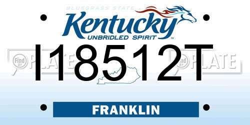 I18512T Kentucky License Plate