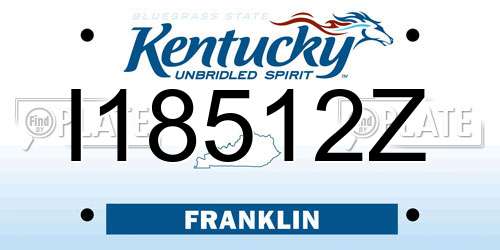 I18512Z Kentucky License Plate