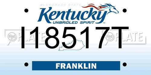 I18517T Kentucky License Plate