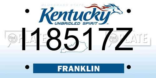 I18517Z Kentucky License Plate