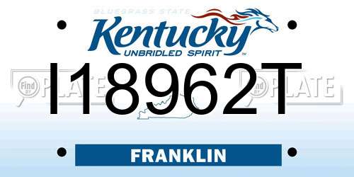I18962T Kentucky License Plate