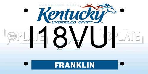 I18VUI Kentucky License Plate