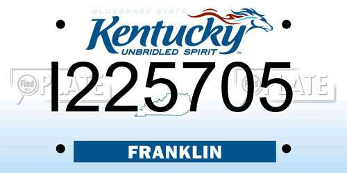 I225705 Kentucky License Plate