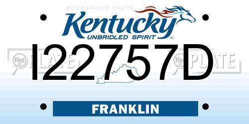 I22757D Kentucky License Plate