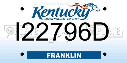 I22796D Kentucky License Plate