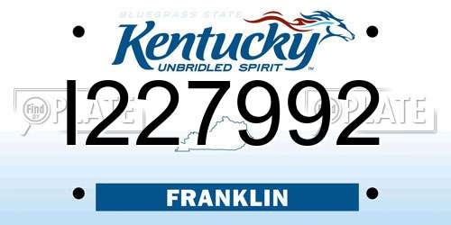 I227992 Kentucky License Plate