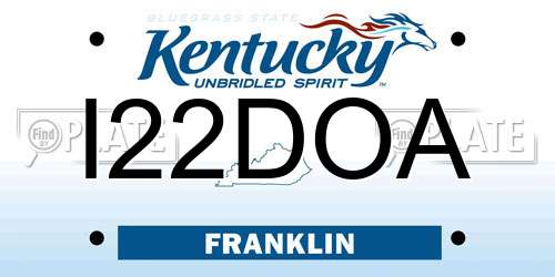 I22DOA Kentucky License Plate