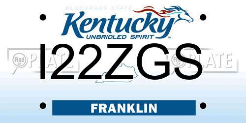 I22ZGS Kentucky License Plate