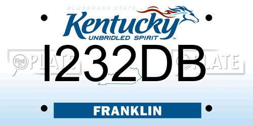I232DB Kentucky License Plate