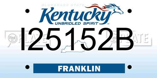 I25152B Kentucky License Plate
