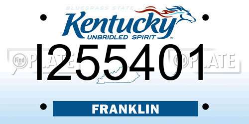 I255401 Kentucky License Plate