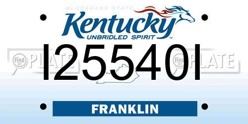 I25540I Kentucky License Plate
