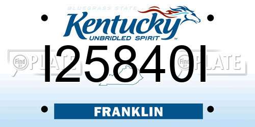 I25840I Kentucky License Plate