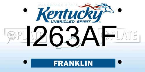 I263AF Kentucky License Plate
