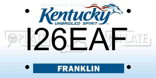 I26EAF Kentucky License Plate