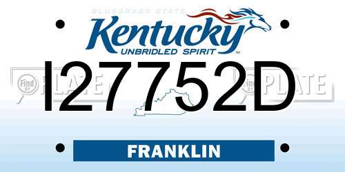 I27752D Kentucky License Plate