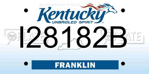 I28182B Kentucky License Plate