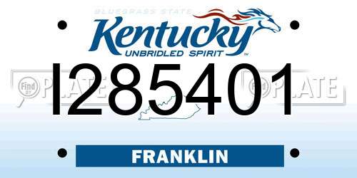 I285401 Kentucky License Plate