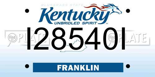 I28540I Kentucky License Plate