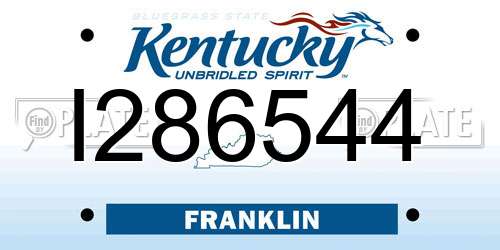 I286544 Kentucky License Plate