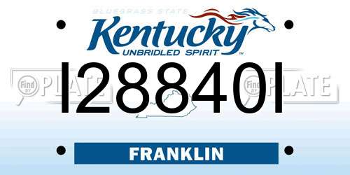 I28840I Kentucky License Plate