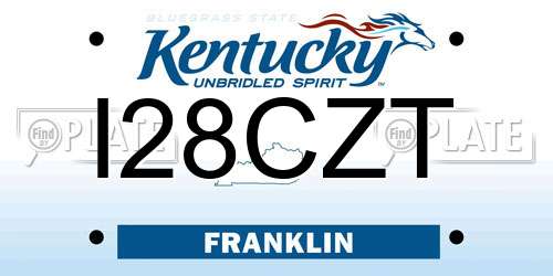 I28CZT Kentucky License Plate