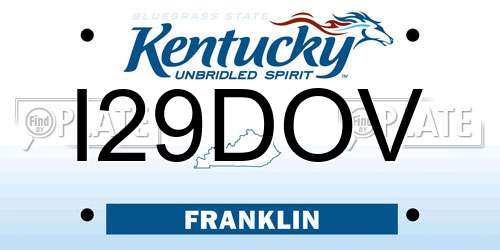 I29DOV Kentucky License Plate