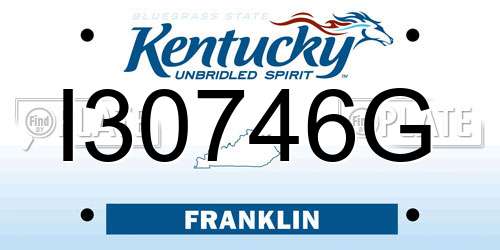I30746G Kentucky License Plate