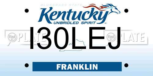 I30LEJ Kentucky License Plate