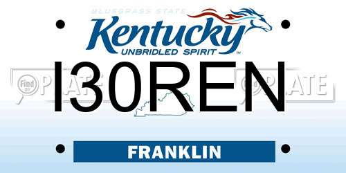 I30REN Kentucky License Plate