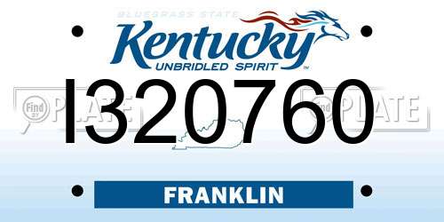 I320760 Kentucky License Plate
