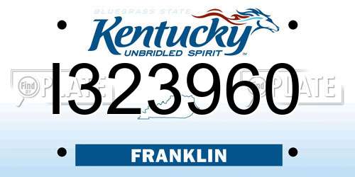 I323960 Kentucky License Plate