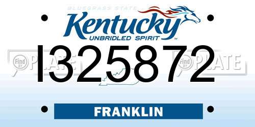 I325872 Kentucky License Plate
