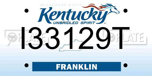 I33129T Kentucky License Plate