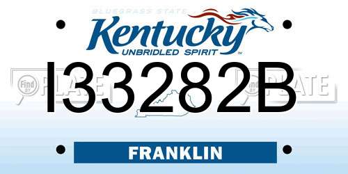 I33282B Kentucky License Plate