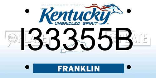 I33355B Kentucky License Plate