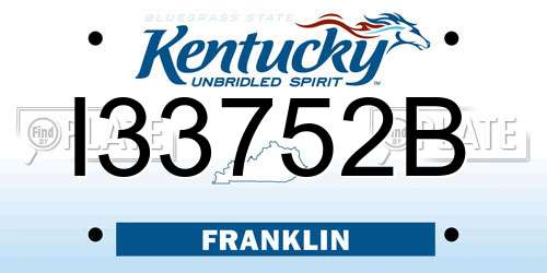 I33752B Kentucky License Plate