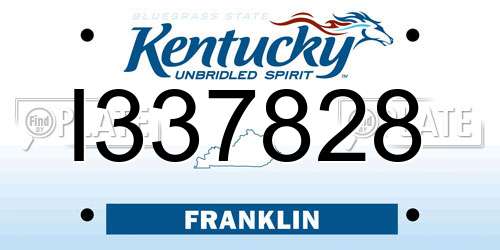 I337828 Kentucky License Plate