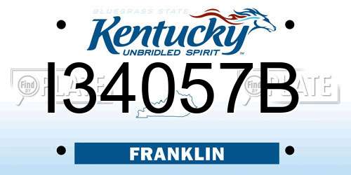 I34057B Kentucky License Plate