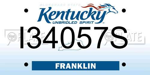 I34057S Kentucky License Plate