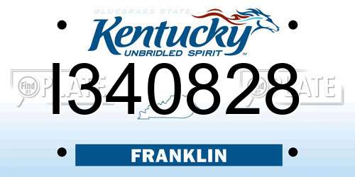 I340828 Kentucky License Plate